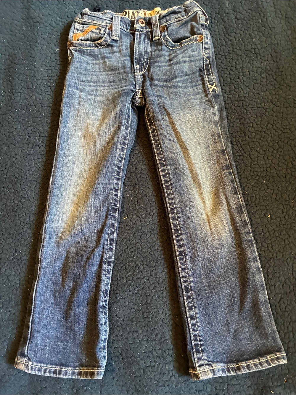 Ariat Girls Boot Cut Dark Blue Denim Jeans adjustable waist